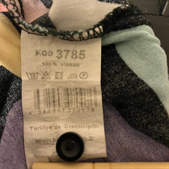 Abstract Mod Long Sleeve Blouse Cubist Color Block 60s 90s Style UK 18 US 14 - Picture 8 of 9